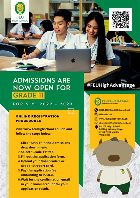 feuhsat|FEU High School (Grades 7, 8 and 11) admissions are .